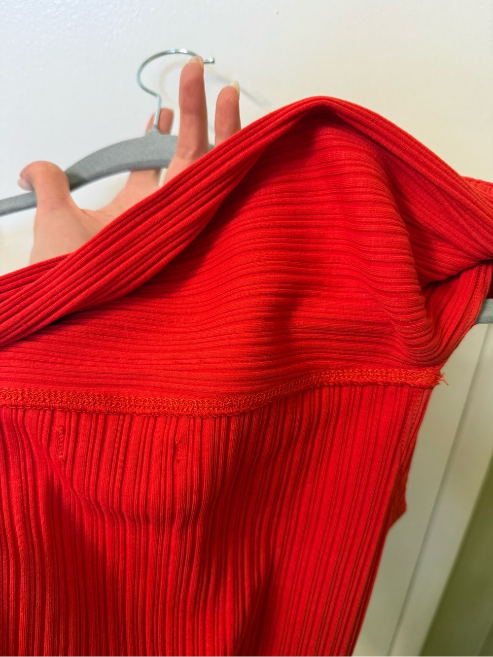 Madewell Off-Shoulder Ribbed Top - Red Orange - Picture 6 of 7